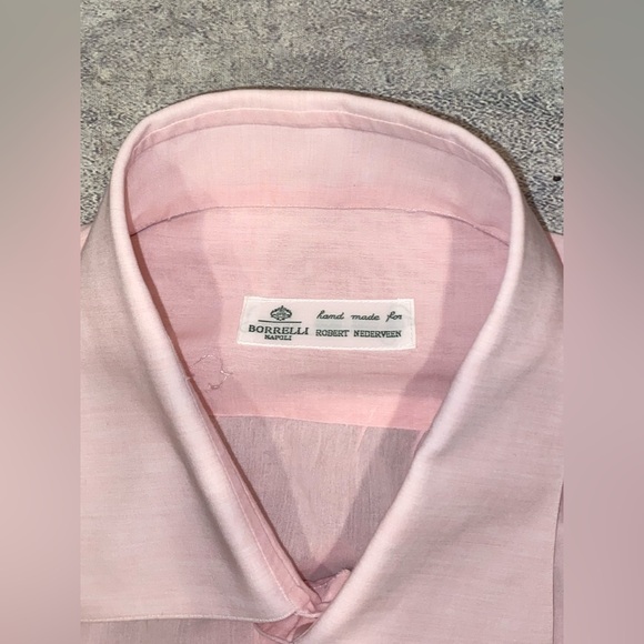 Luigi Borrelli Double French Cuff Button Up Down Dress Shirt Salmon Pink 16.5 - Picture 2 of 5